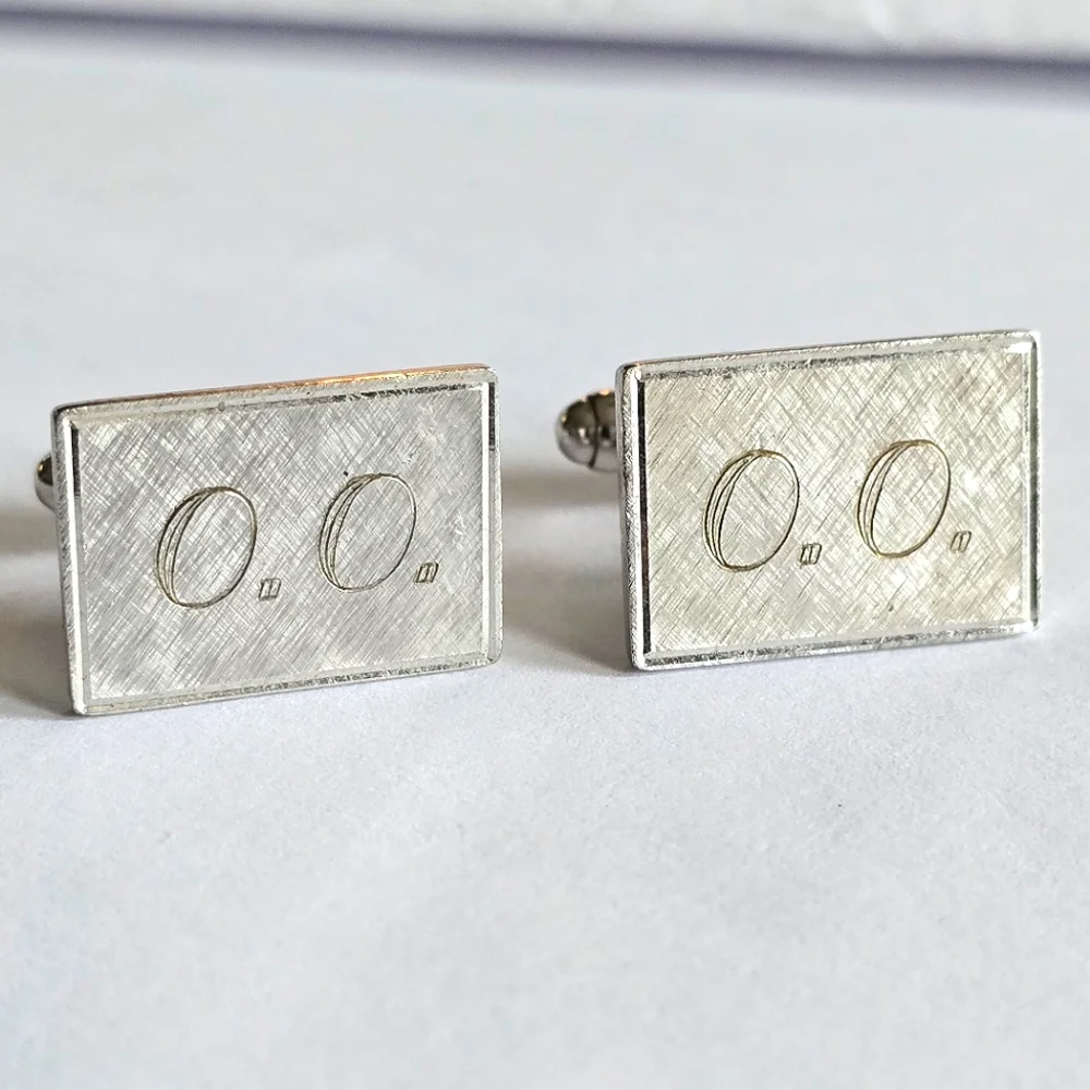 Vintage cuff links O.O. Monogram silver tone Anson cufflinks alphabet